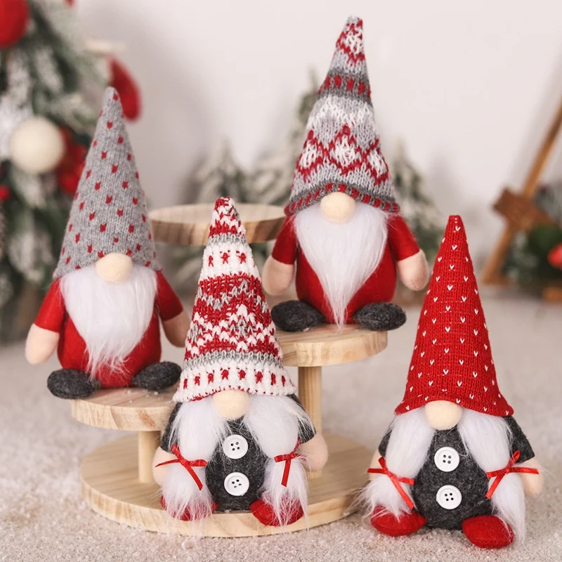 4PCS Christmas Gnomes Plush Gifts Handamde Swedish Tomte Doll Reindeer Gnome Collectible Xmas Home Decorations