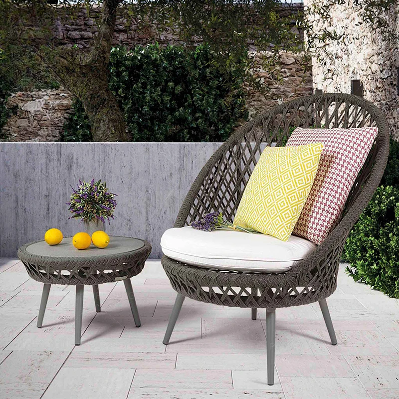 Outdoor sofa, rattan chair, garden rattan chair, courtyard rattan chair, rope woven rattan chair, single person leisure chair