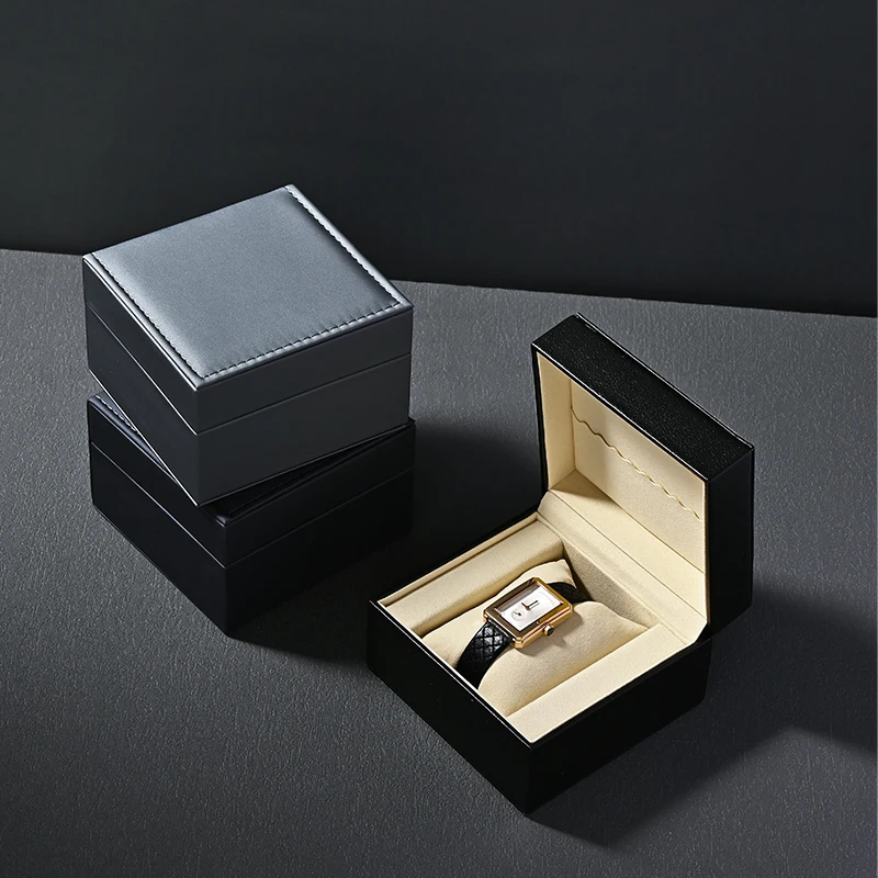 Oirlv Premium Single Watch Box With Pillow Grey Watch Case Storage Box Leather Watch Gift Box Customize Logo Wrist Watches Boxes