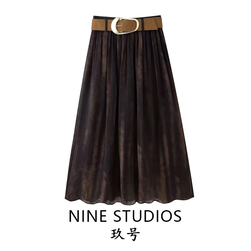 

Юбка-миди с высокой талией, повседневная юбка с принтом и поясом, женские юбки f-длины, хлопок, полиэстер, H-образная форма, осень 2021, Faion