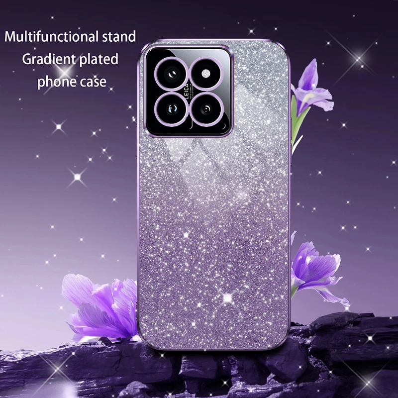 For Xiaomi 14 Case Xiaomi 14 Pro Phone Case mi 14 Mi14 Pro MI 14 Luxury Gradient Glitter Plating Case Silicone Back Cover Funda