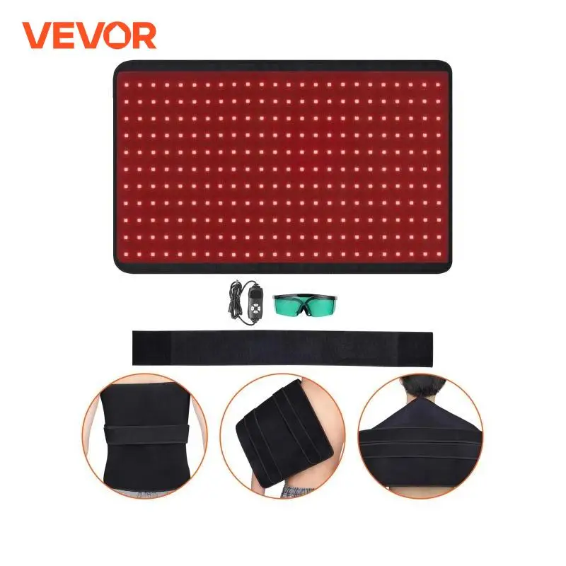 Vevor terapia de luz vermelha para corpo 264 leds controlador de almofada de terapia de luz 10hz pulso 5-30 min temporizador para alívio da dor saúde da pele