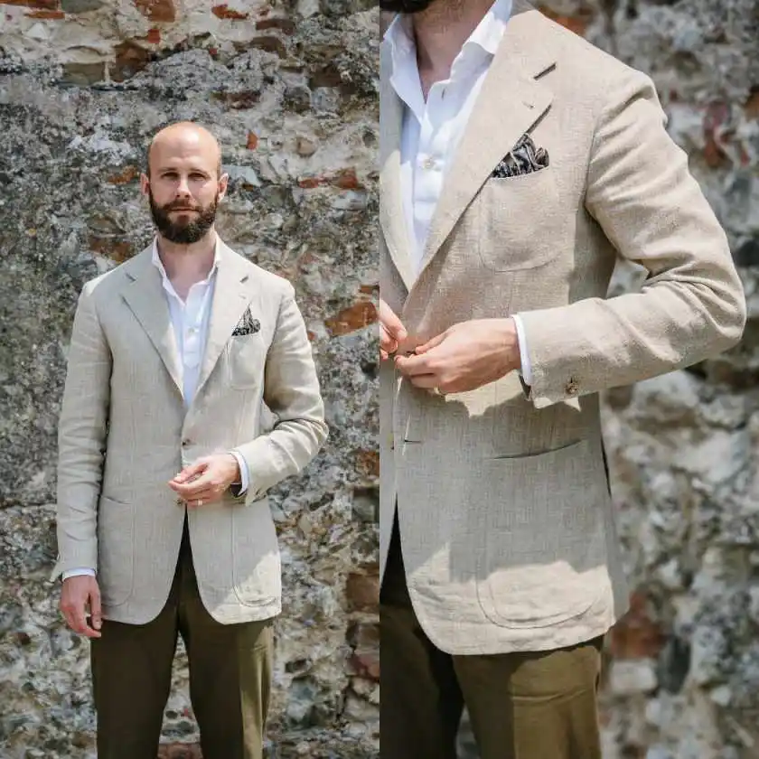 Vintage Man Tuxedos 1 Pcs Slim Fit Notched Lapel Wedding Suit Single Breasted Jacket Pant Groom Casual Wear Customized