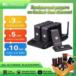 Retekess TD157 Bipeur Restaurant Vibreur,Système d’Appel sans Fil,Bipeurs Client Téléavertisseurs, Simple d'Utilisation, Pour Cafe,Hôtels,Bar,Food Truck, Camion Nourriture,Restaurant Accessories,Système de Bipeur