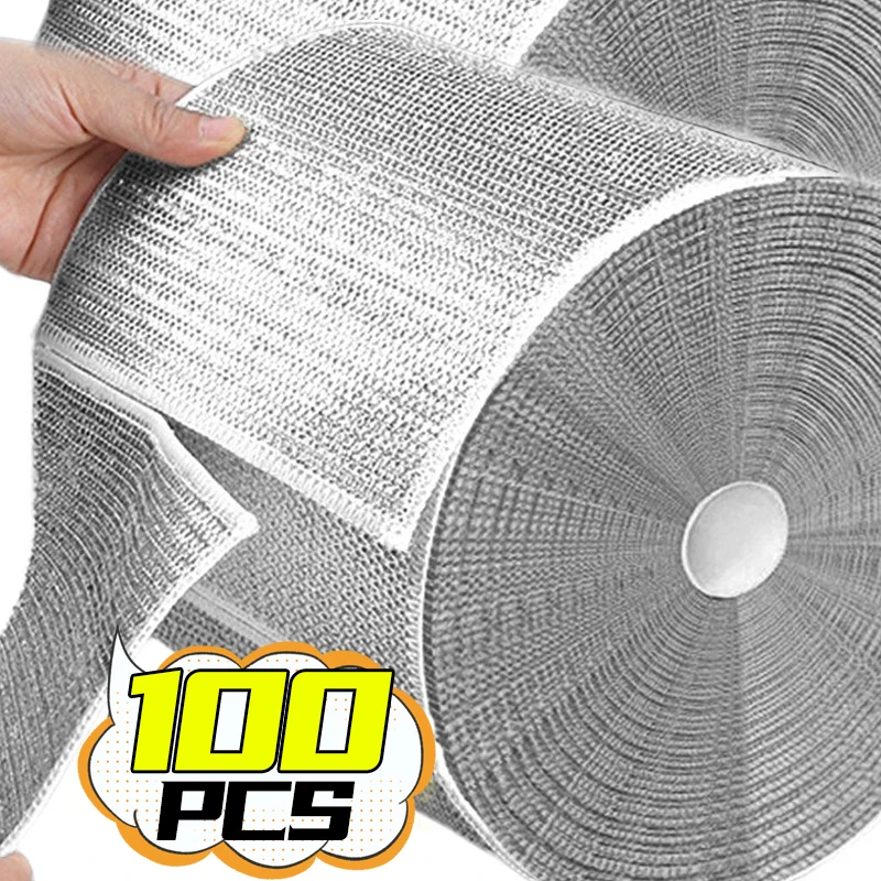 Wholesale Metal Steel Wire Rags Cloth Home Kitchen Pot Pan Dishwashing Double-sided Dishcloth Cleaning Cloths Towel Scrubber Rag