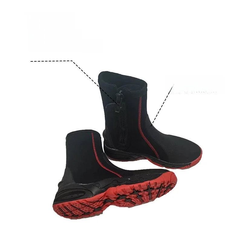 

New 5mm Black Red Dive Boots River Trekking Shoes Sulphur Rubber Surfing Shoes Women's Outdoor Surfing Shoes Adult Footwear