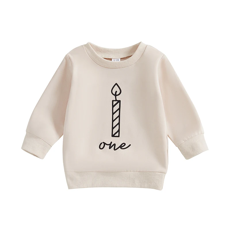 

Baby Boy Birthday Sweatshirt Letter Candle Print Long Sleeve Pullovers Autumn Tops for Toddler Fall Clothes Outfit