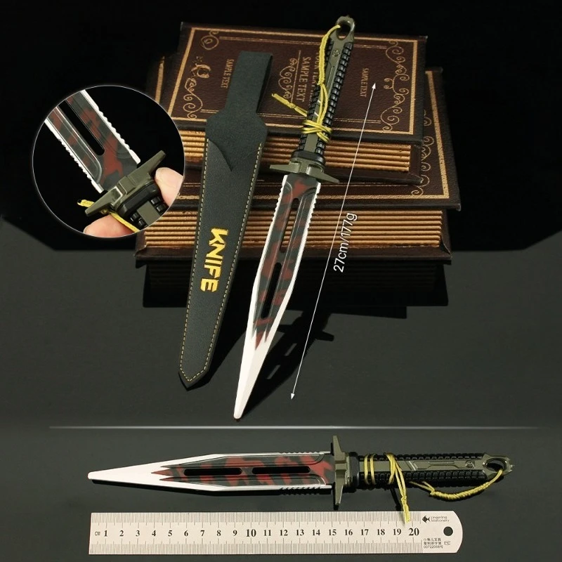 27 ซม./10.63in Arena Breakout เกมอุปกรณ์ต่อพ่วงขนาดใหญ่ Victory Army มีดโลหะผสมอาวุธรุ่นหนังของเล่นเครื่องประดับทางกายภาพ Prop