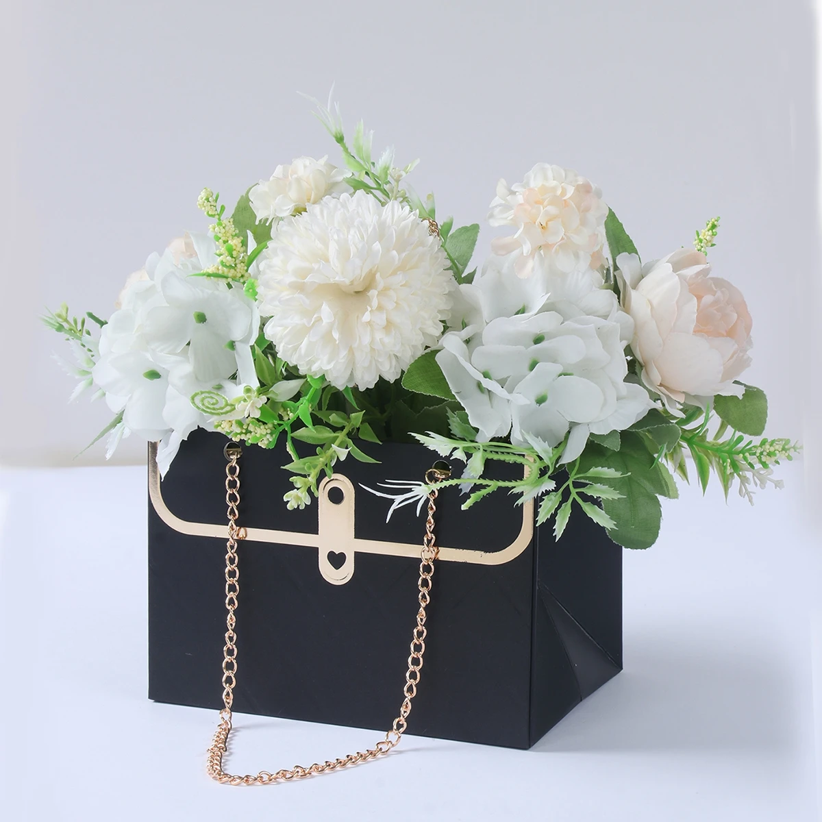 Portable Hand Bag Shape Rose Flower Packaging Box Flower Shop Wedding Mother's Day Birthday Gift Wrapping Paper Bag Box