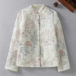 Lightweight And Artistic Embroidered Cotton Coat Women's 2025 Retro Autumn Winter New Chinese Quilted Jacket Short Tops A294