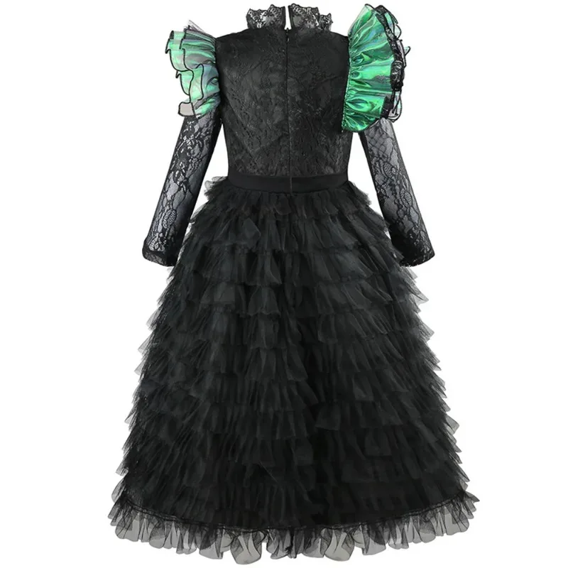 

Movie Glinda Elphaba Evil Girls Witches Cosplay Costumes Party RPG Black Suit Necklace Crown Dress
