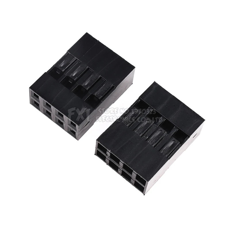 50PCS/Lot Double 2*4P 8P 2.54mm  2x4P 2*4P Plastic Dupont Jumper Wire Cable Housing Female Pin