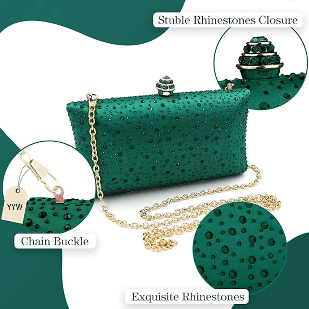 New Fashion Luxury Women Clutch Bag With Rhinestone Exquisite Design For Women Party Wedding Shoulder Bag Handbag Evening Bag