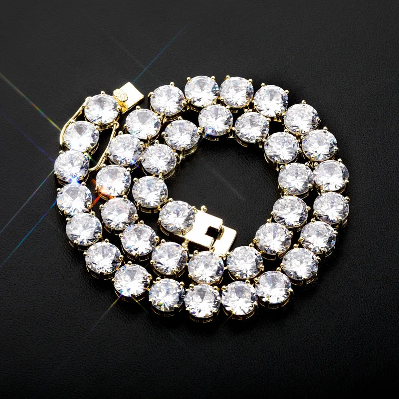 Hip hop style necklace 8-10mm single row full diamond men and women's personality trend tennis chain