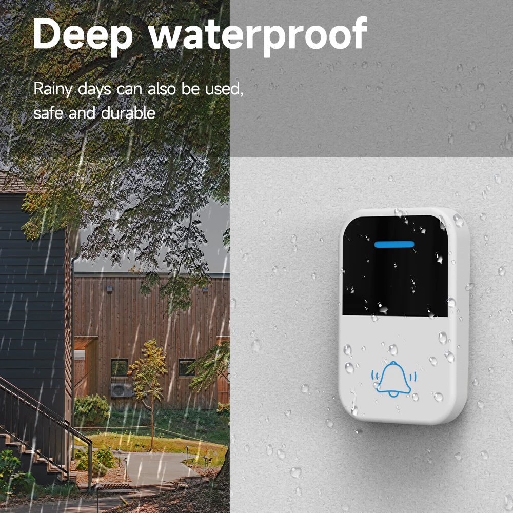 Good Sound Quality High Volume Long-Distance Kinetic Door Bell Household Waterproof Battery Free Self Powered Wireless Doorbell