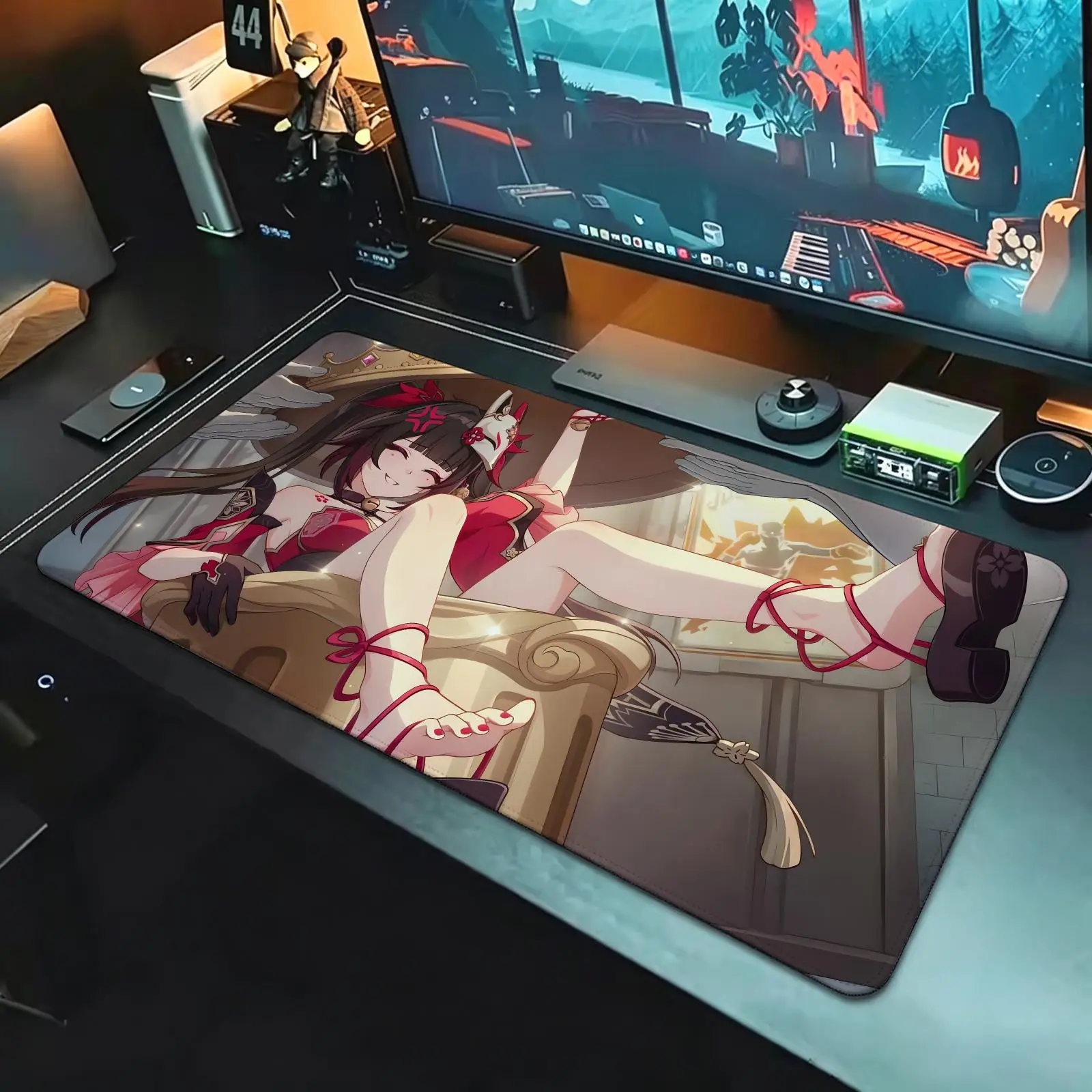 XXL Gaming Mouse Pad,Stitched Wear‑Resistant Edge,Honkai Star Rail Sparkle Smooth Non‑Slip Mat for Desktop & Laptop Games