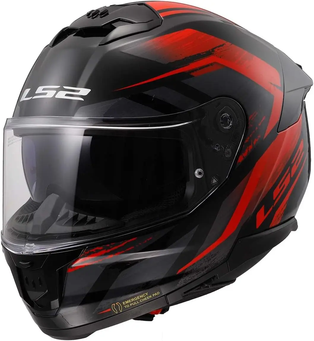 

Helmets Stream II Full Face Motorcycle Helmet W/SunShield (Gloss Fury Black/Red - X-Small)