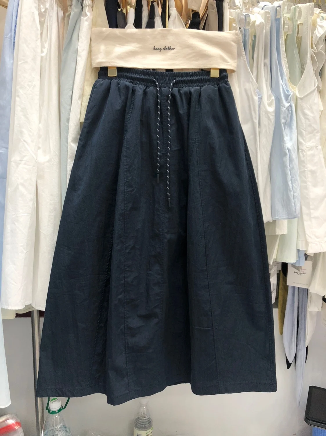 

Повседневная женская юбка А-силуэта свободного кроя с драпировкой, весна-лето, большие размеры, с завышенной талией, из смесового полиэстера