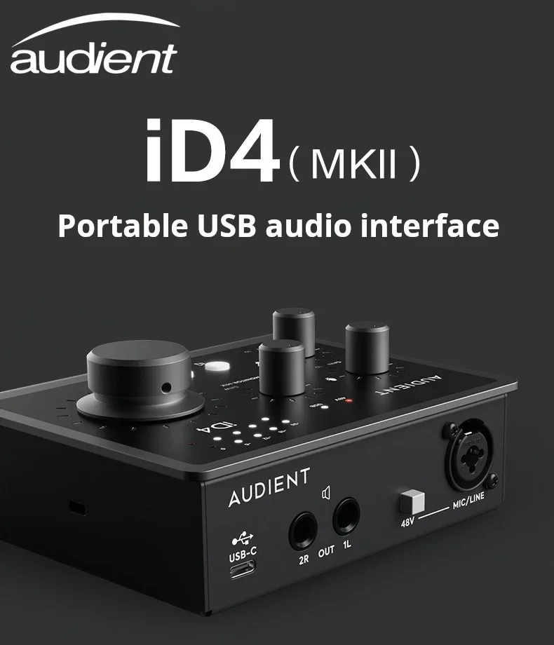 Audient ID4 ID44MKii ID22USB 오디오 인터페이스, 외부 사운드 카드, 라이브 스트리밍 정렬 및 튜닝