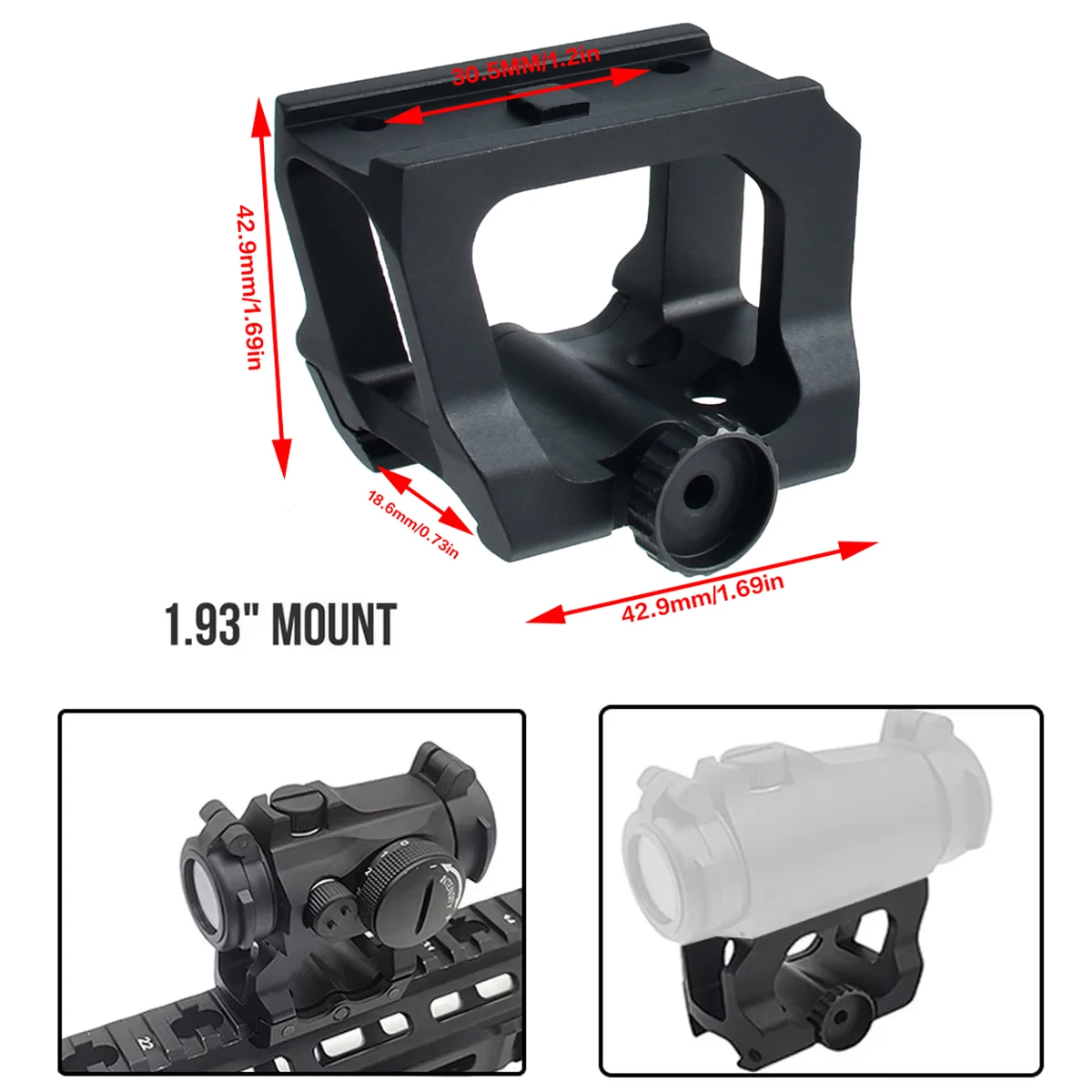 Neue UNITY Fast Riser Halterung 1,54" 1,93" 2,26" Höhe Zielfernrohr QD-Halterung für Red Dot Sight Reflexvisier Universelle Halterung passend für 20mm – Detail 10
