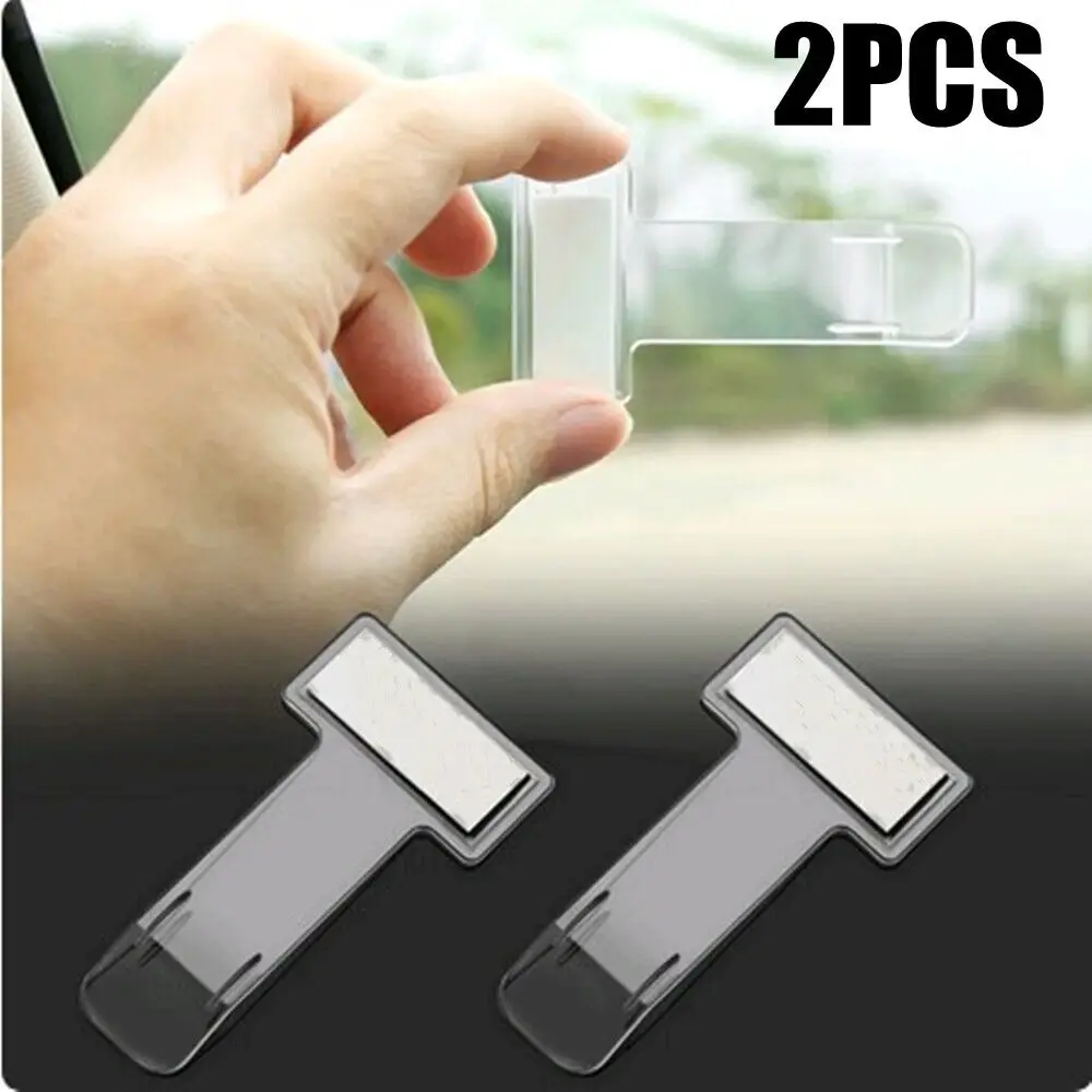 2pcs Transparent Car Vehicle Parking Ticket Receipt Permit Card Holder Clip Sticker Windscreen Plastic Universal Car Accessories