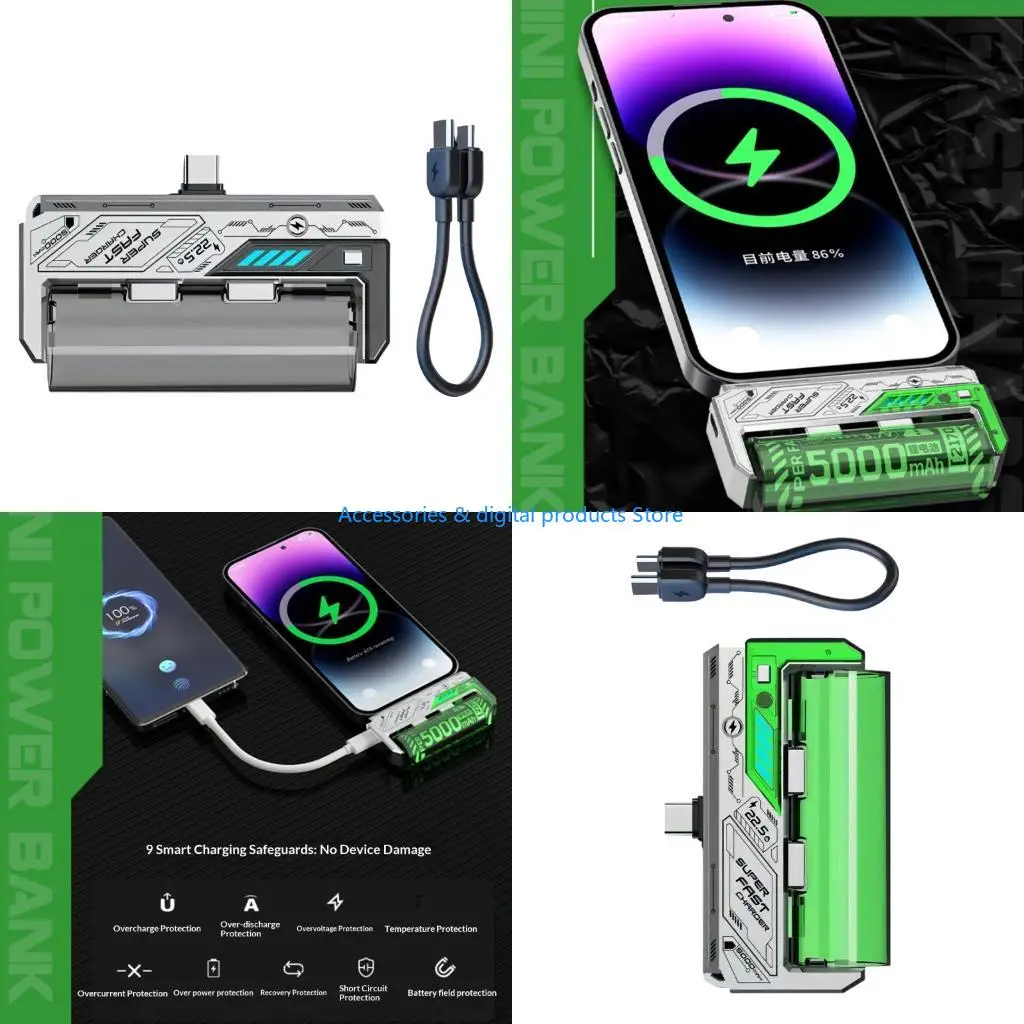 77JD Portable Fast Charging Power Banks Double Port Power Banks Replaceable Battery