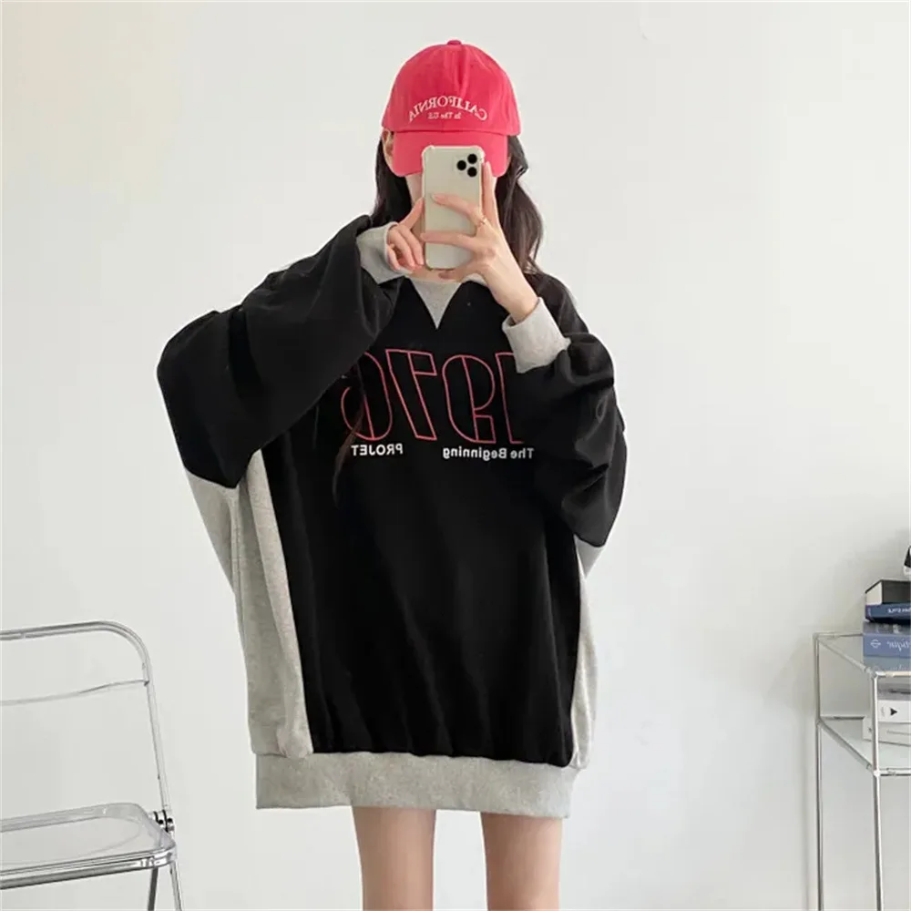 Koreanische Art Loose Fit Studenten jacke Top Herbst neue Frauen Fleece verdickt Sweatshirt übergroße trend ige Freizeit kleidung