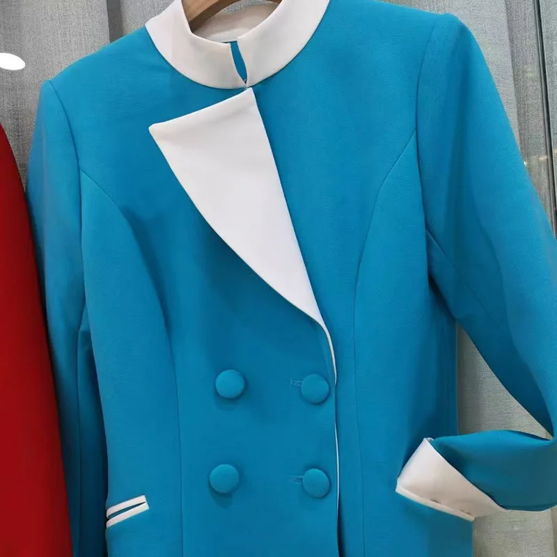 2025 New Kate Middleton Princess Long Sleeve Button Patchwork Long Dress view 4