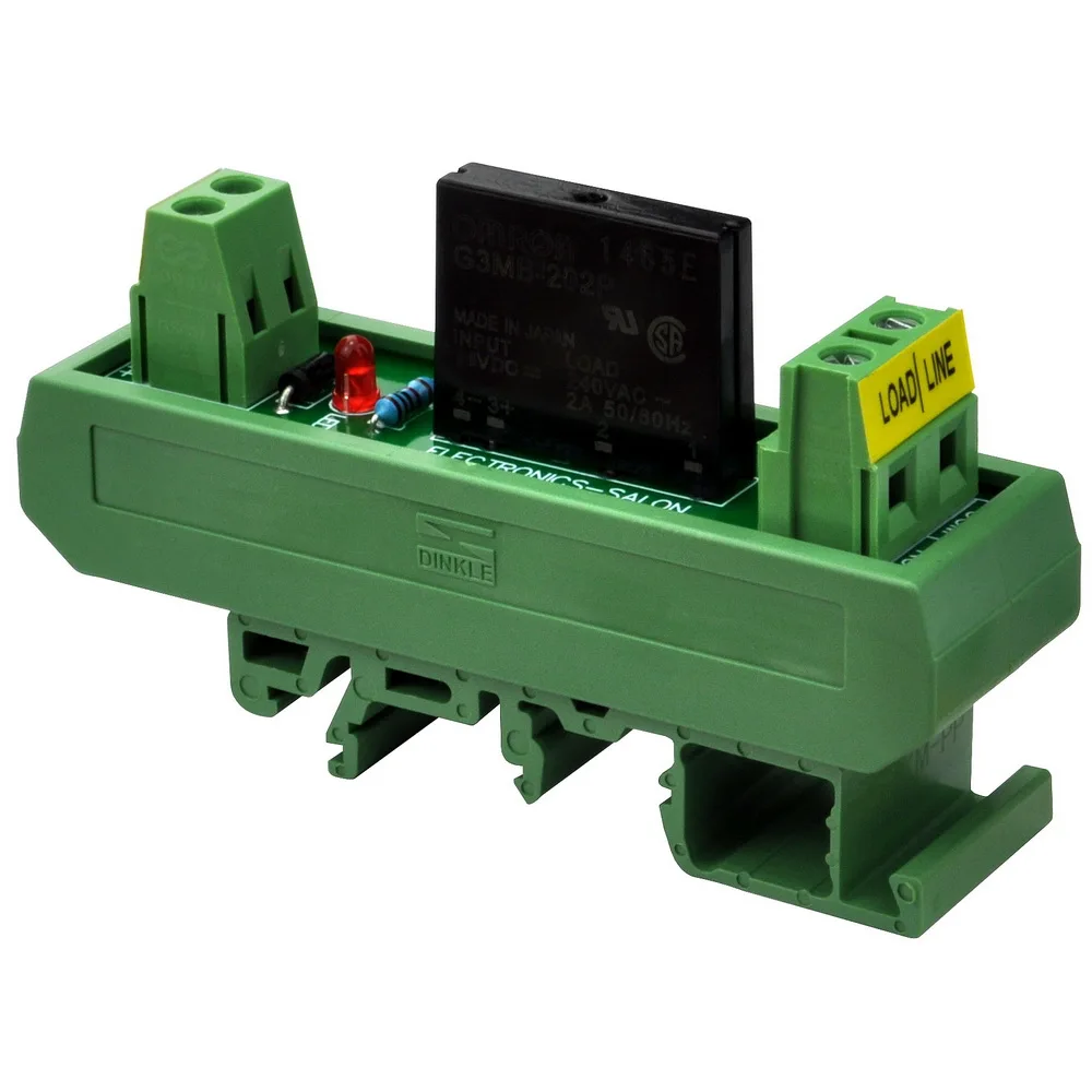 ELECTRONICS-SALON DC 12V Slim DIN Rail Mount 2Amp AC Solid State Relay Interface Module, G3MB-202P 12VDC.