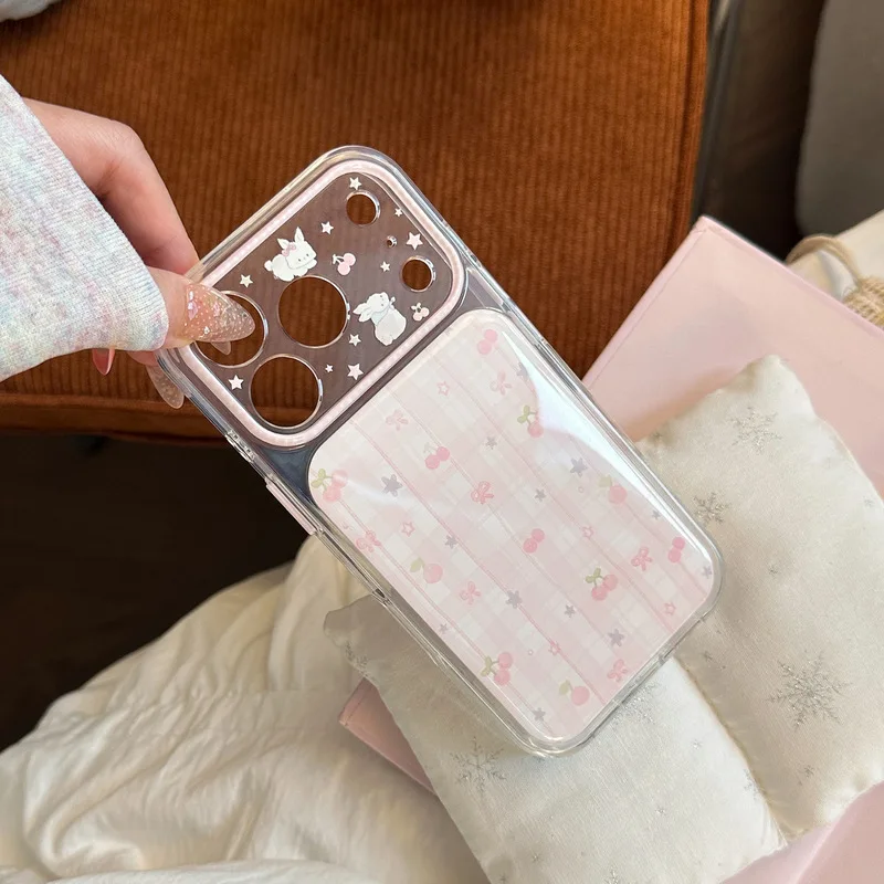 Suitable for pink plaid patterns17Apple17promaxPhone caseiphone16Strawberry mirror stand15All-inclusive high aesthetic value