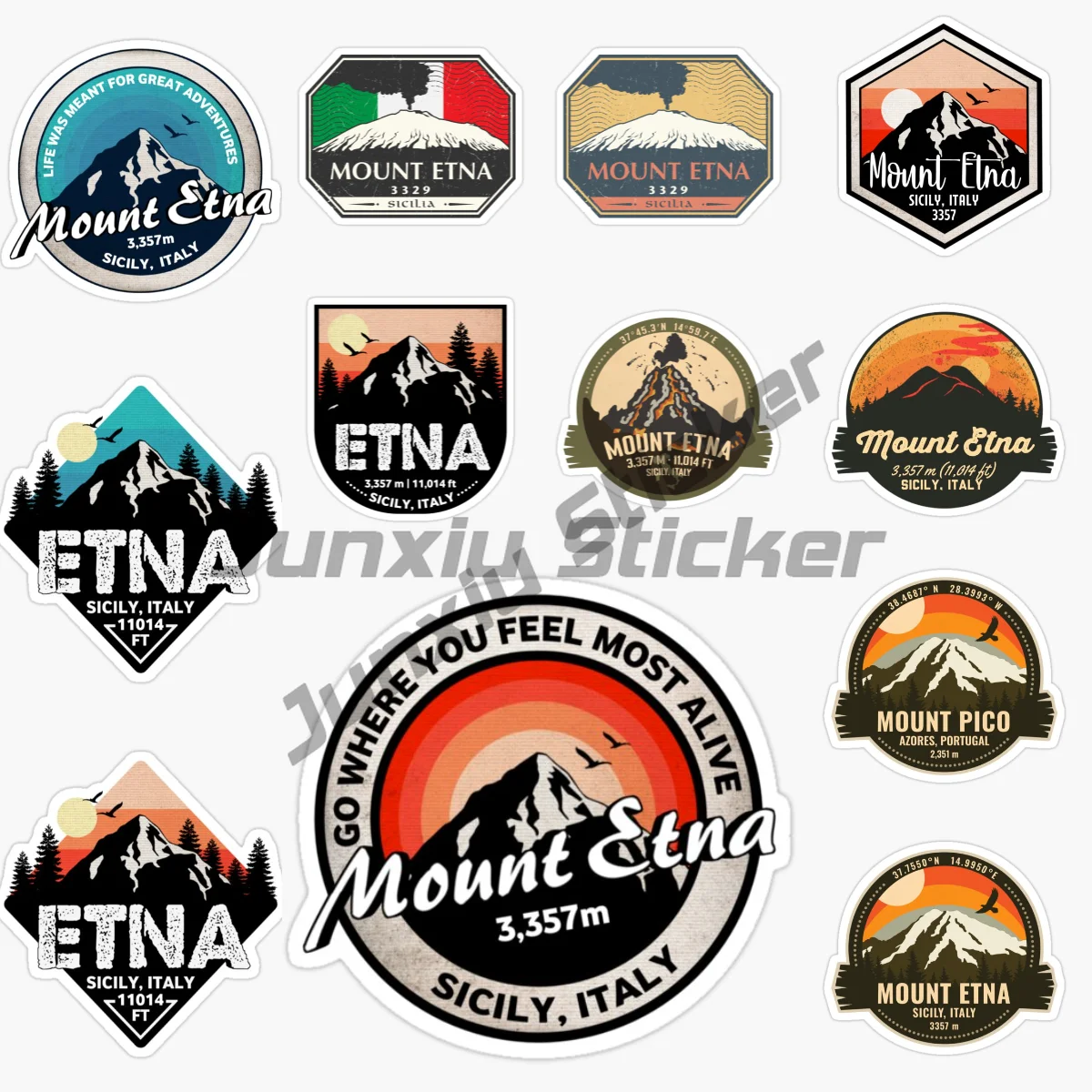 

Mount Etna in Sicily, Italy Car Sticker Motorcycle Van Bicycle Moto Laptop Wall Room Car Window Decoration Decals Customizable