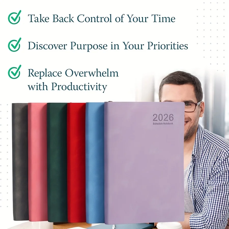 2026 مجلة التخطيط اليومي والتقويم 8 ألوان نابضة بالحياة (وردي/أحمر/أخضر/أزرق/أرجواني/أزرق مخضر) |   هدية عصرية متينة للمراهقين