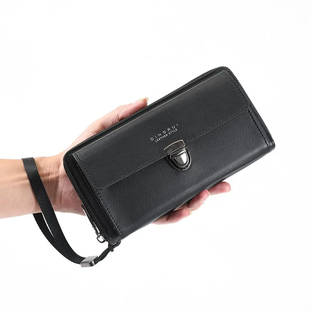 Coin Holder PU Leather Men's Wallet Multi-card Slots High Capacity ID Card Holder Zipper Credit Card Case Business Use