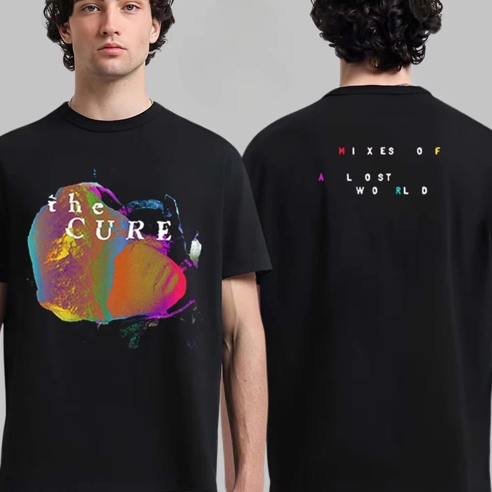 Camiseta gráfica The Cure Mixes of A Lost World com arte abstrata em gradiente, estilo streetwear casual unissex