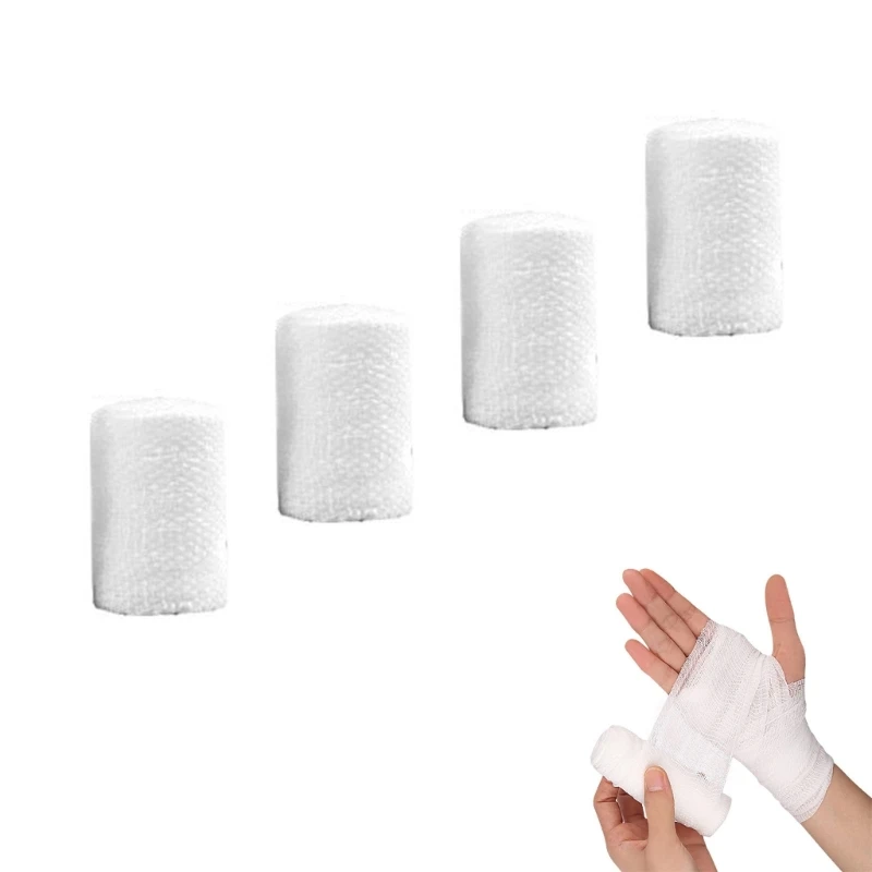 Pack of 4 Rolls Conforming Bandage, Safe and Breathable Gauze Bandage Roll for Dressing Wounds, 4.9 Yards Per Roll,