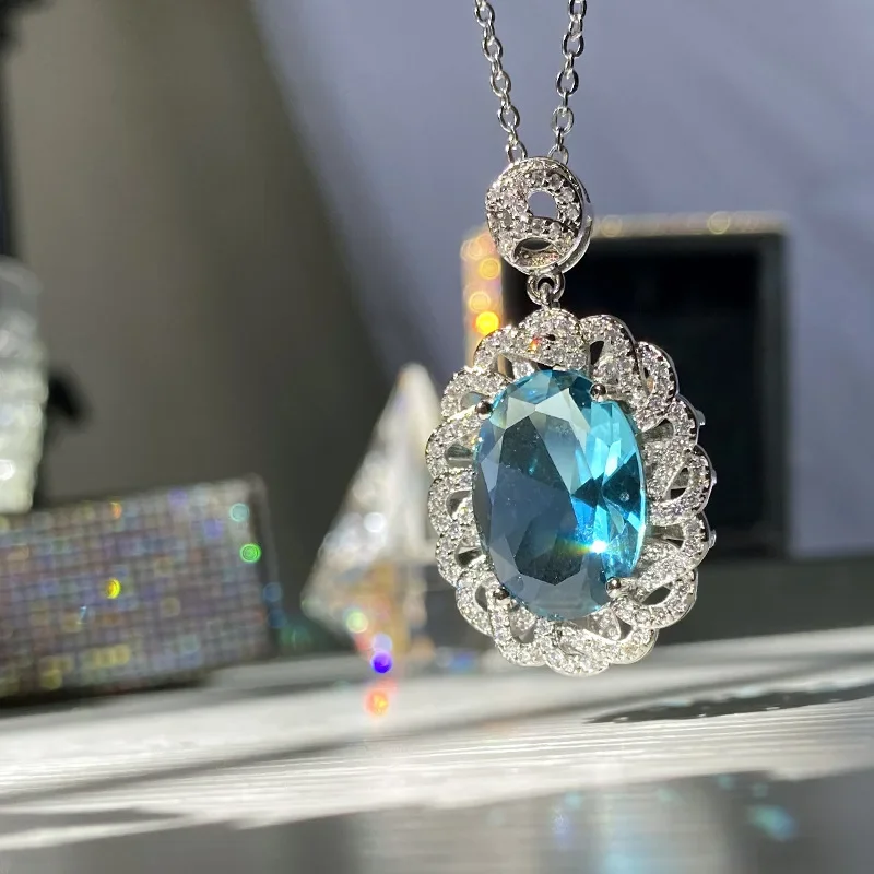 MDLFES Moiss1nite نمط Tor الزبرجد قلادة 18K مطلية بالذهب متعددة الأوجه الزركونيوم حمامة البيض مشع فلاش قلادة #4