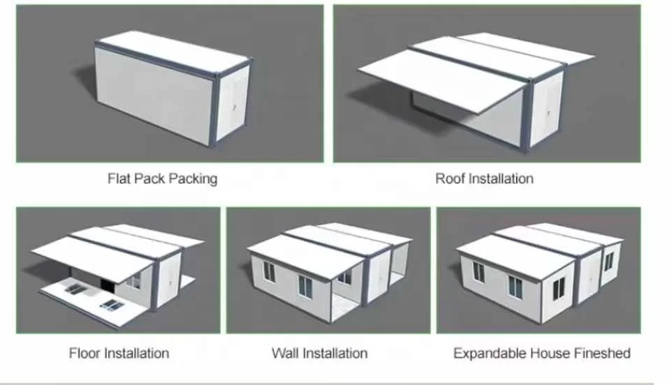 Quick Installation 20ft 40ft 3 Bedroom Folding Prefab Container Houses Foldable Container Prefabricated Homes