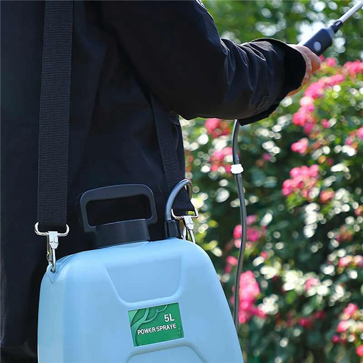 5L Electric Sprayer Automatic Atomization Plant Sprayer Gardening Irrigation Sprinkler Shoulder Type Watering Can Green