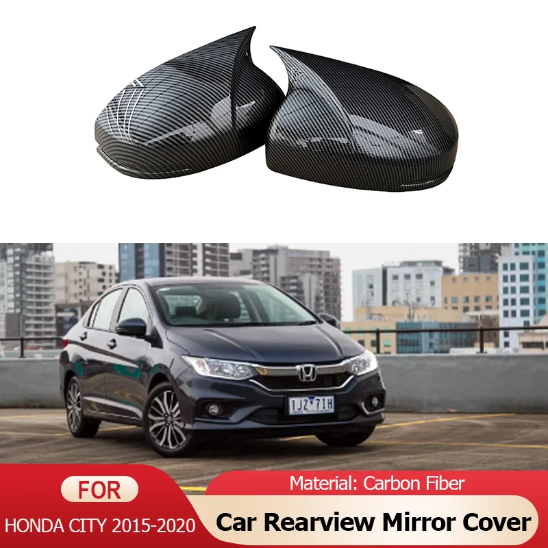 for Honda City Grace Ballade 6th 2014~2019 Car Rearview Side Mirror Cover Wing Cap Exterior Door Rear View Case Trim Accessories