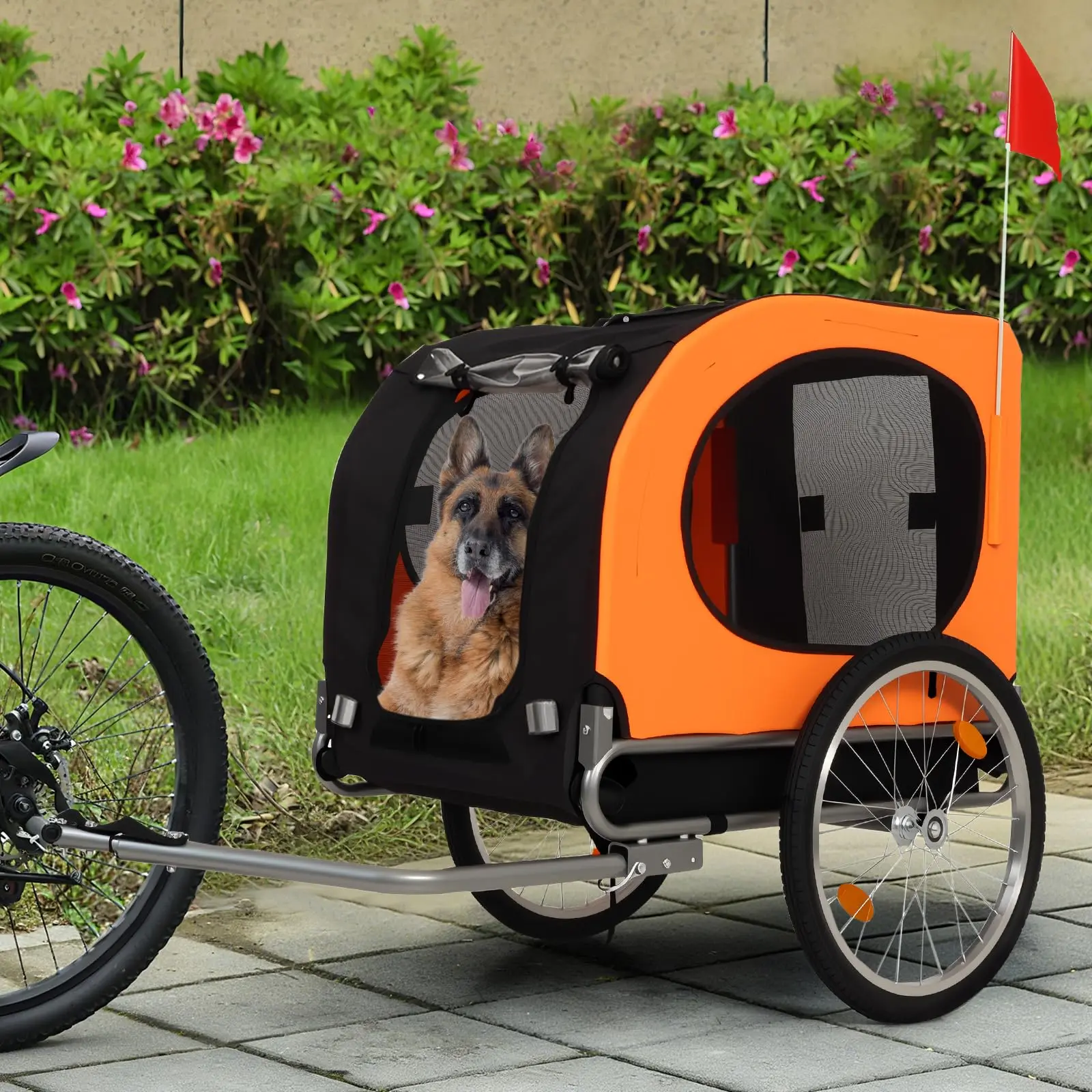 Dog Bike Trailer,88 lbs Pet Cart with Quick Release Wheels & Foldable Frame– Waterproof 600D Oxford Cover – Mesh Windows – Easy Assembly – for Small to Medium Pets