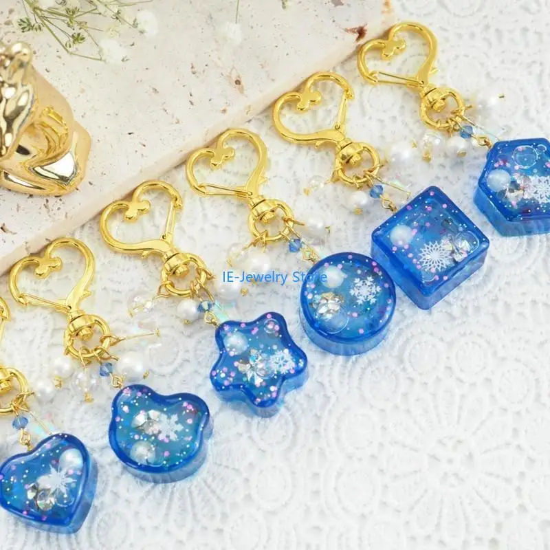 

W8KF Resin Shaker Molds Silicone Mold Charms Pendant Mold Jewelry Casting Molds for DIY Crafts Keychain Making