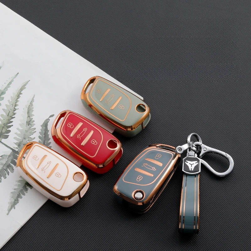 Soft TPU Remote Key Cover Case Shell Fob for Peugeot Citroen C1 C2 C3 C4 C5 DS3 DS4 DS5 DS6 Car Styling Accessories Keychain