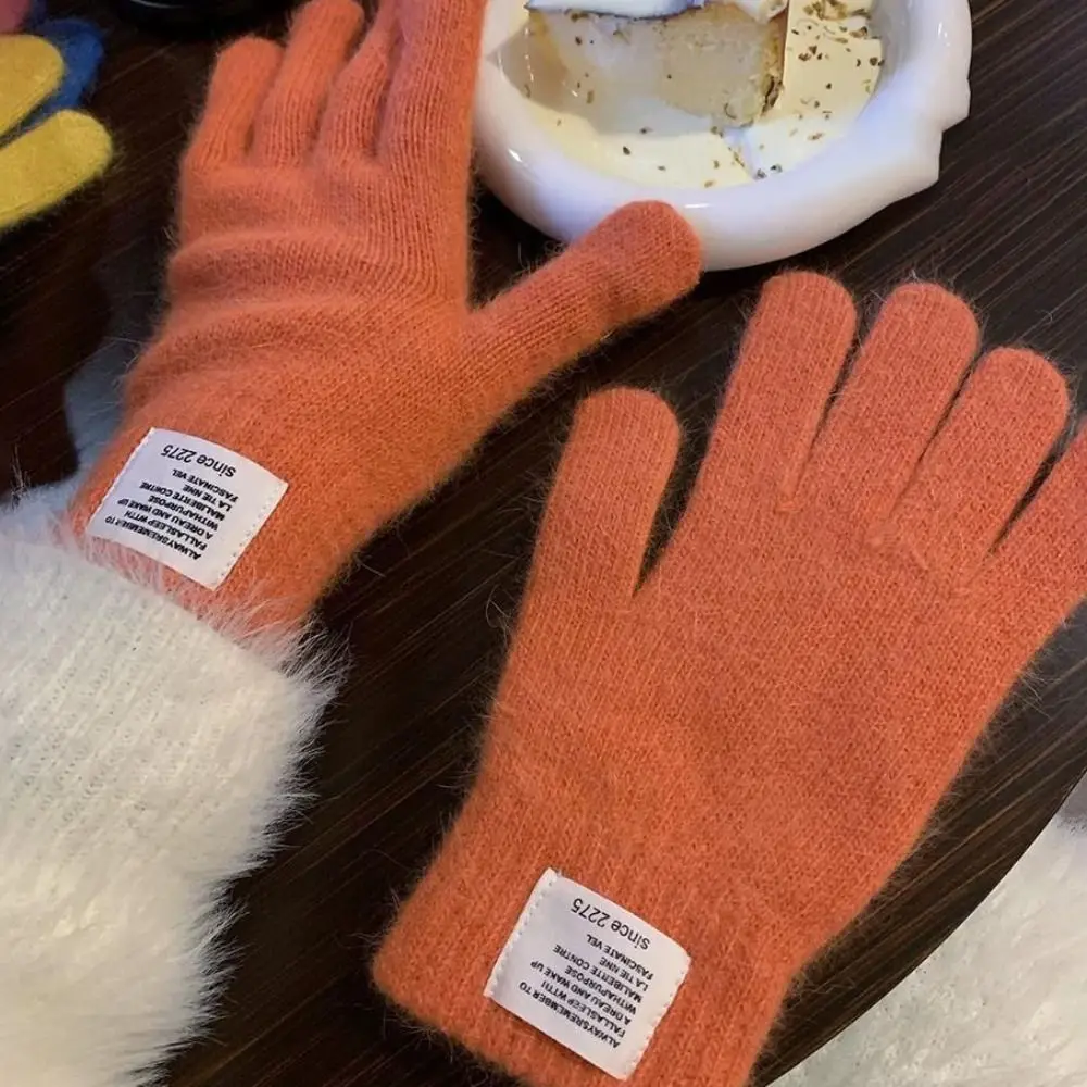 Gants chauds d'hiver pour femmes, doigts complets, couleurs acidulées, élasticité pour écran tactile, gants tricotés, Protection contre le froid, coupe-vent