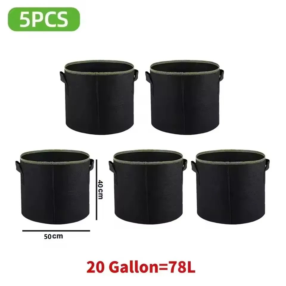 Sacos de Cultivo de Plantas Não Tecidos de 3-20 Galões, Sacos Espessos para Sementes de Vegetais com Alça, Vaso de Tecido, Suprimentos para Jardim