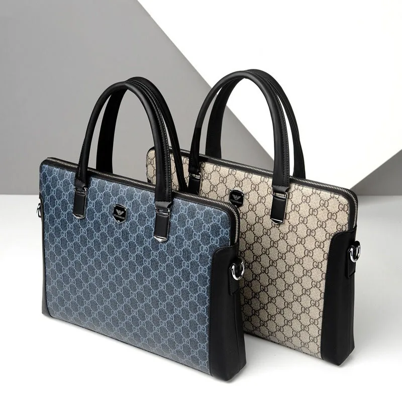 

2026 New Design Men's Fashion Leather Leather Briefcase for 13-14 Inch Laptop Handbag Business Travel Shoulder Bag