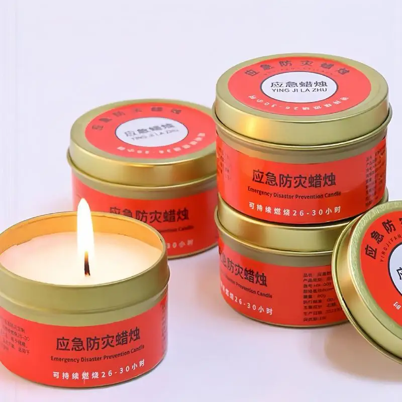 80g Emergency Disaster Candles 30 Hour Tea Light In Flat Container Windproof Long Burning Food Warmer Tea Light Candle For Home