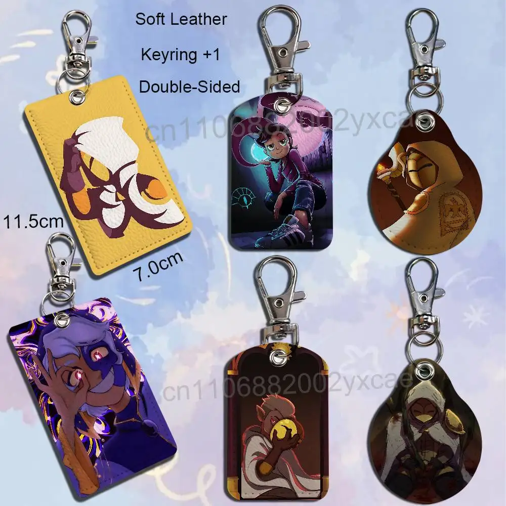 Luz Flapjack Noceda The Owl House Leather Keychain Badge Holder with Lanyard ID/Access Card Holder Key Ring Accessory Option