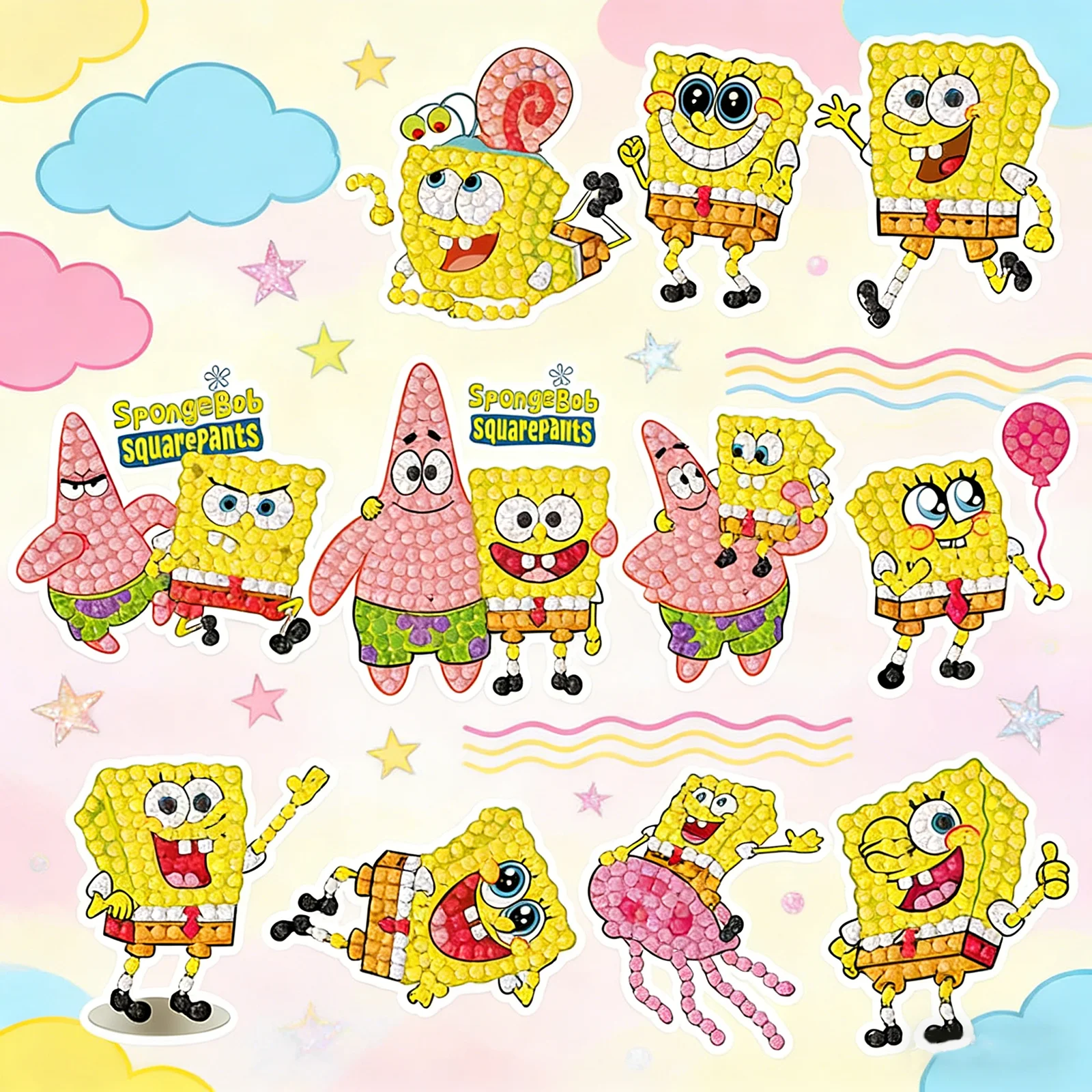 

SpongeBob SquarePants Adorable Diamond Painting DIY Sticker Kids Girls Gift Anime Character Creative Kids' Educational New 2026