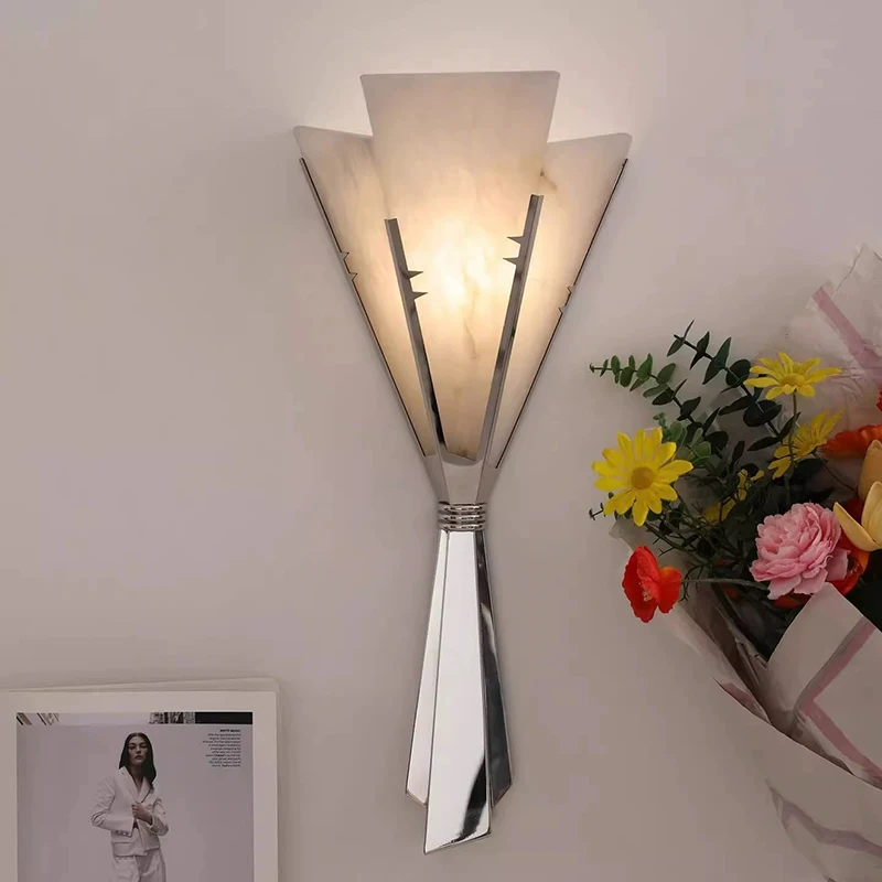 Spanish Design Medieval Retro Bouquet Wall Lamp LED Stainless Steel Marble Wall Mounted Bedroom Living Room Background Hotel Bar