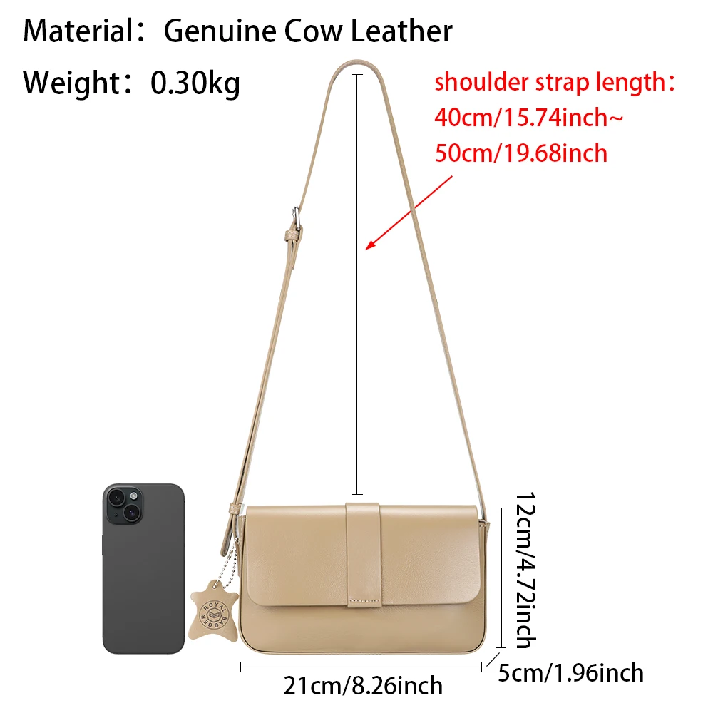 Royal Bagger Vintage Shoulder Bags for Women, Genuine Leather Crossbody Purse, Casual Small Square Bag 1882